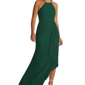 NEW HIGH NECK CHIFFON BRIDESMAID PROM DRESS WITH CASCADE